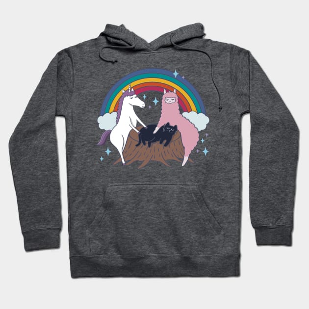 Popular Animals - Unicorn, Llama & Cat (Illustration) Hoodie by awesomesaucebysandy